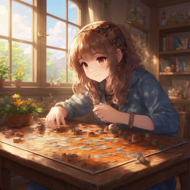 ボードゲームする絵